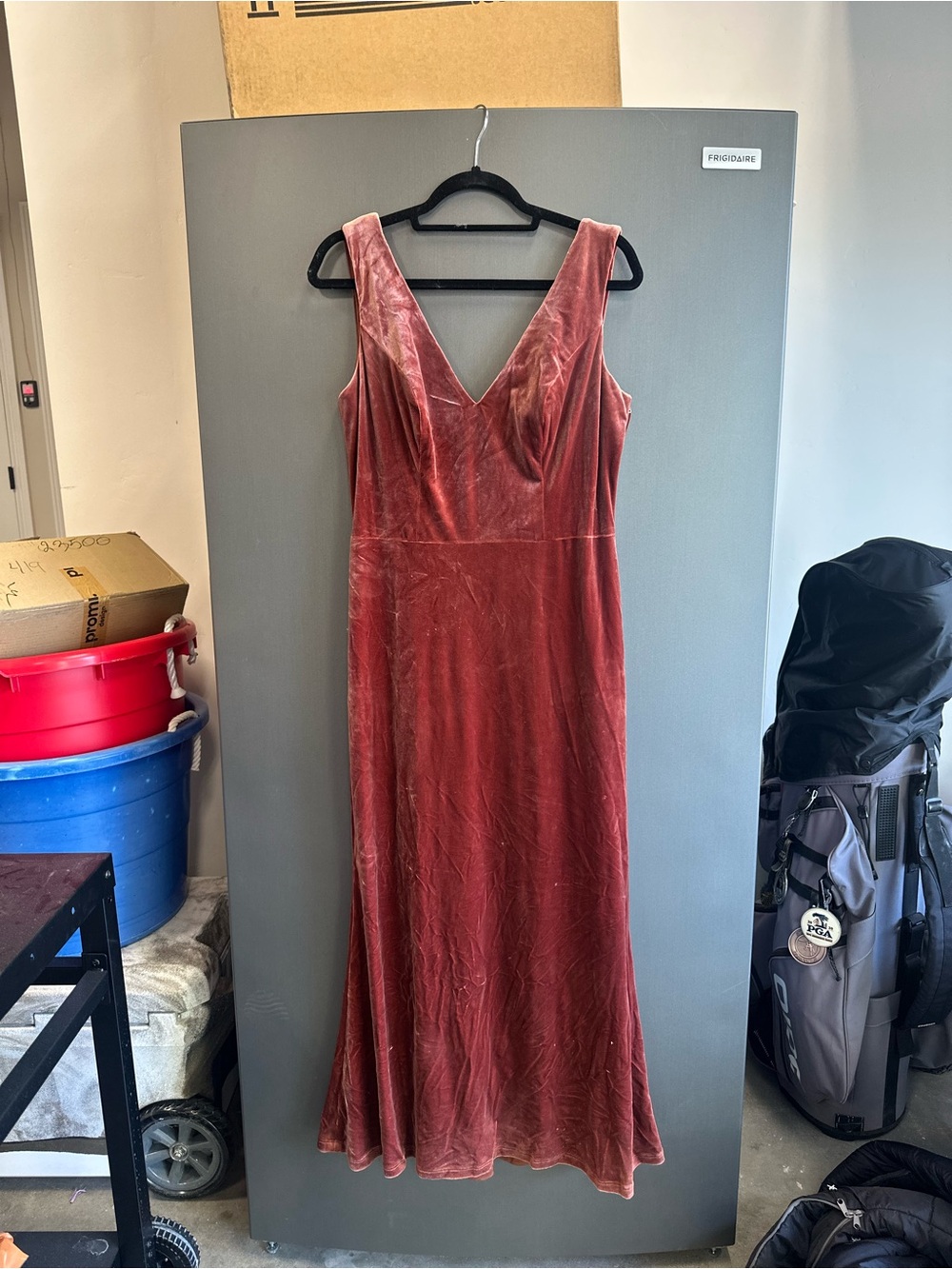 Revelry Dusty Rose Velvet V-Neck Maxi Dress